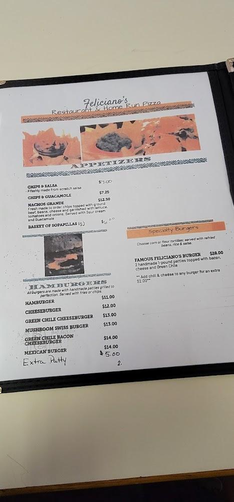 Felicianos Homerun Pizza Menu image 2